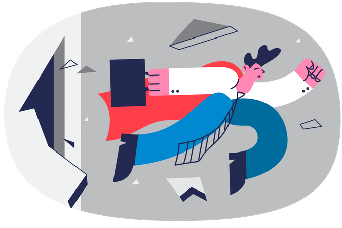 Super businessman going to office  Illustration