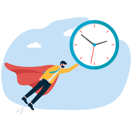 Super businessman managing time  Illustration