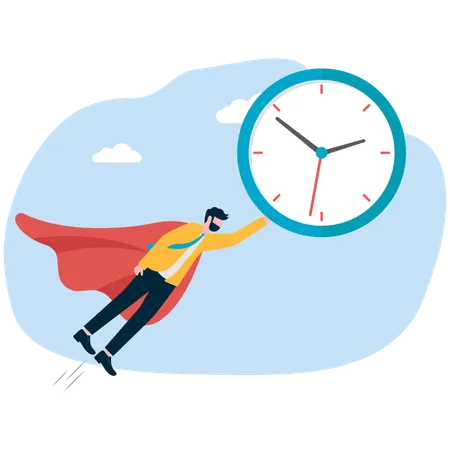 Super businessman managing time  Illustration