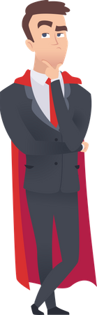 Super businessman thinking  Illustration