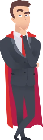 Super businessman thinking  Illustration