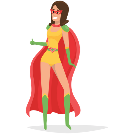 Super chica mostrando los pulgares hacia arriba  Ilustración