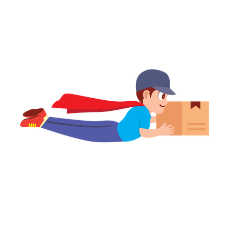 Super Delivery Man with Package  Illustration