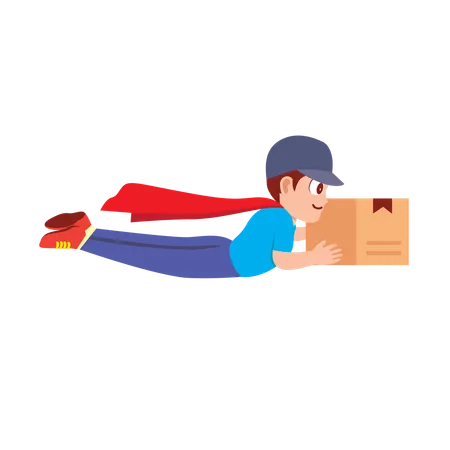 Super Delivery Man with Package  Illustration