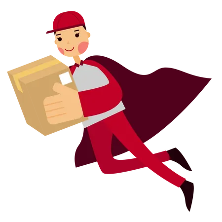 Super Deliveryman delivering box  Illustration