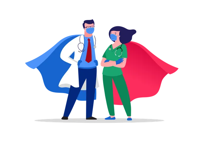 Super doctor and nurse Illustration