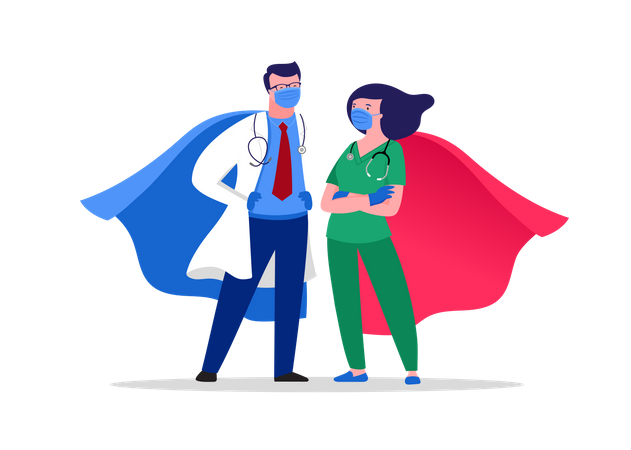 Super doctor and nurse  Illustration