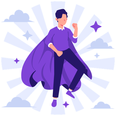 Super employee working in company  Illustration