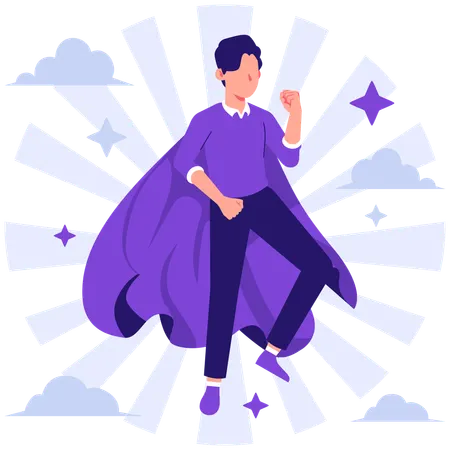 Super employee working in company  Illustration