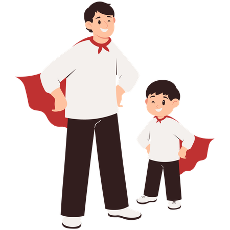 Super father and son  Illustration