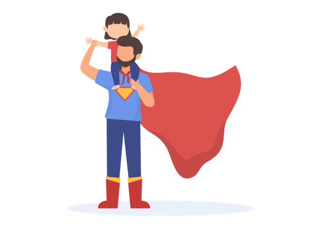 Super Father with child  Illustration