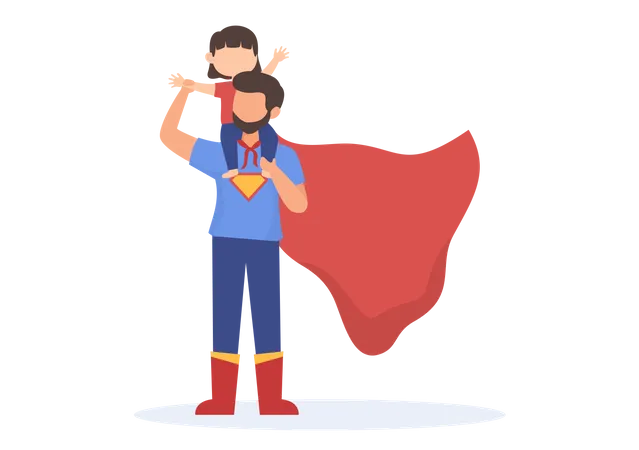 Super Father with child  Illustration