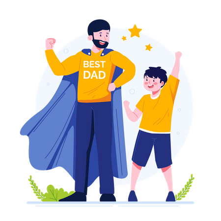 Super Father with child  Illustration