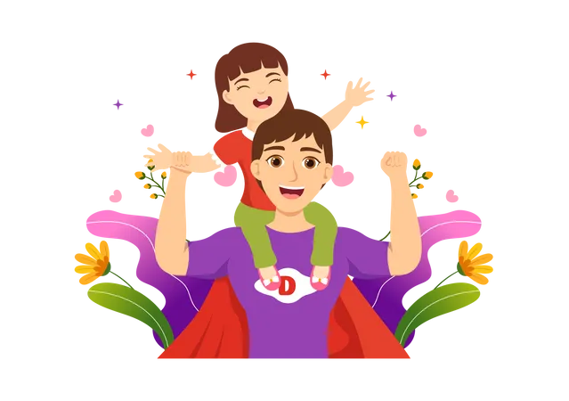 Super Father with child  Illustration