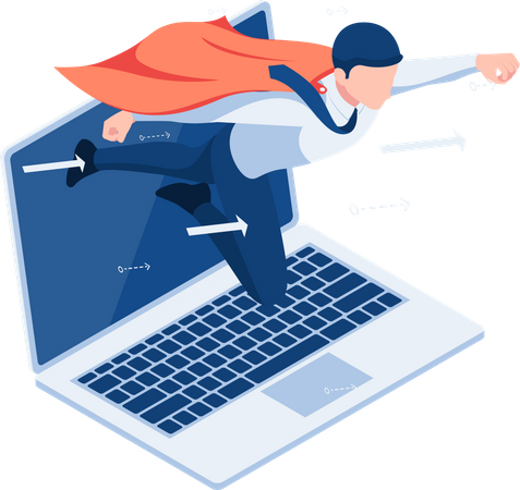 Super Geschäftsmann Online Marketing Boost  Illustration