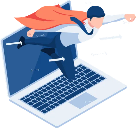 Super Geschäftsmann Online Marketing Boost  Illustration