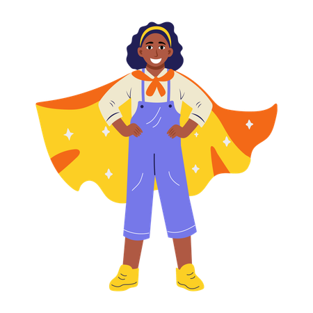Super girl with cape  Illustration