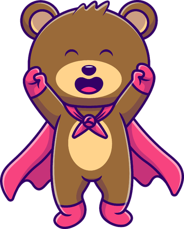 Super Hero Bear Flying  Illustration