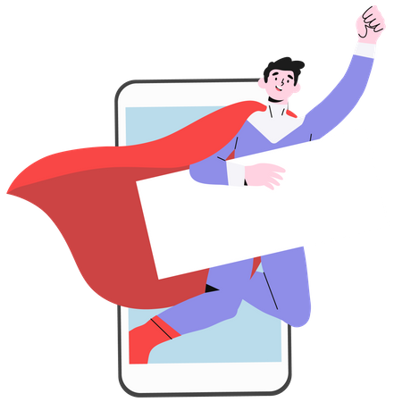 Super-herói segurando banner em branco  Ilustração
