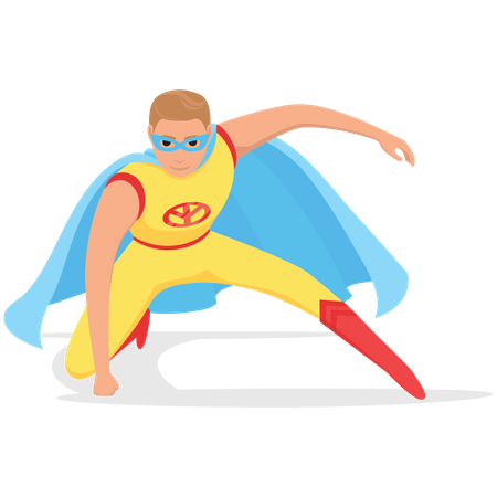 Super-héros en costumes brillants et longues capes  Illustration