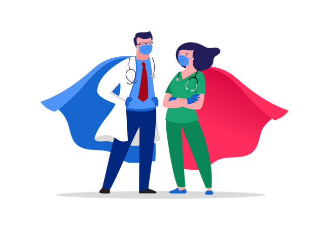 Super médecin et infirmière  Illustration