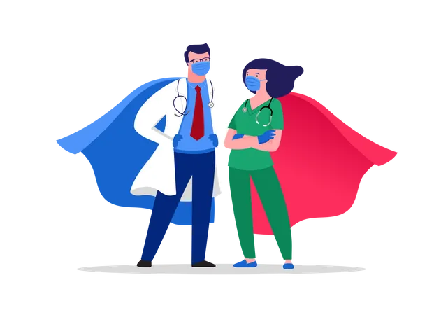 Super médecin et infirmière  Illustration