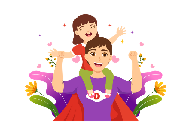 Super père avec enfant  Illustration