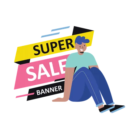 Bannière de super vente  Illustration