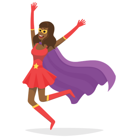 Superchica saltando en el aire  Ilustración