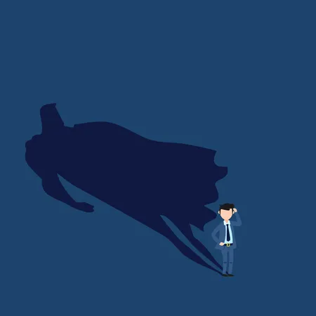 Businessman Superhero Professional Career Development And Growth Successful Business Startup Motivation And Ambition Superhero Silhouette With Cloak As Symbol Of Power Vector Concept Hero Leader Illustration