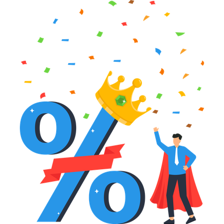 Superhero Businessman Celebrating Huge Discount  Illustration