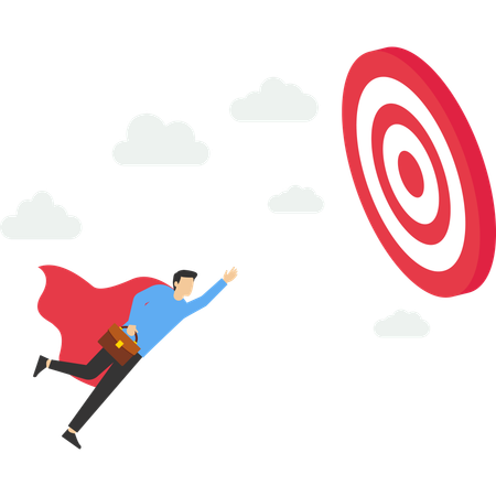 Superhero businessman flying to achieve business target  Illustration