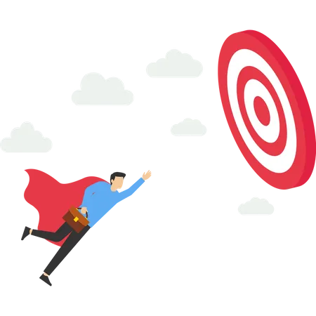 Superhero businessman flying to achieve business target  Illustration