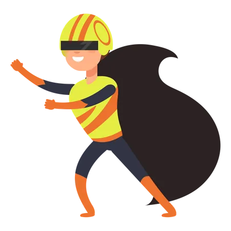 Superhero costume wore by little kid  Illustration