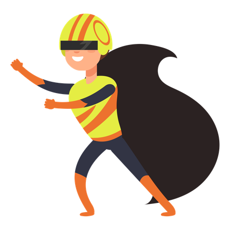 Superhero costume wore by little kid  Ilustración