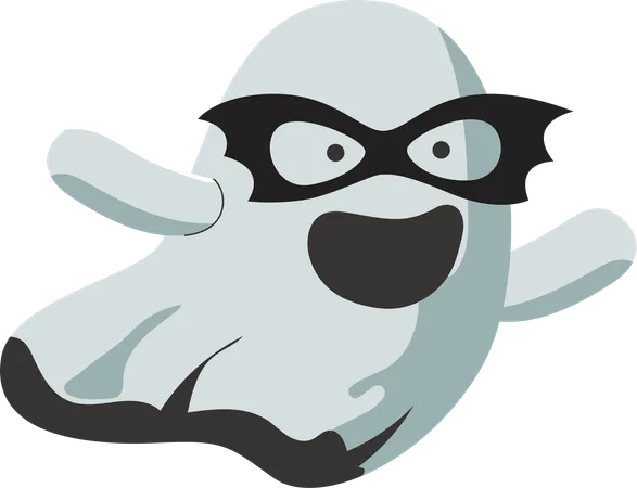 Soaring Into The Halloween Spirit The Superhero Ghost Is Here To Save The Day With Its Charming Mask And Heroic Pose Perfect For Adding A Touch Of Adventure To Your Festivities Illustration