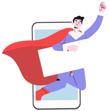Superhero holding blank banner Illustration