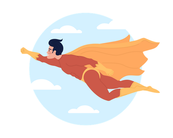 Superhero in sky  Illustration