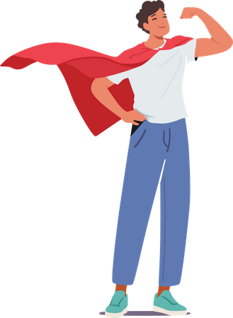 Superhero Man Demonstrate Power  Illustration