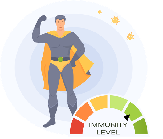 Superhero measures immunity level  Illustration