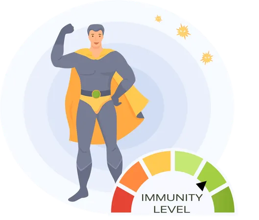 Superhero measures immunity level  Illustration