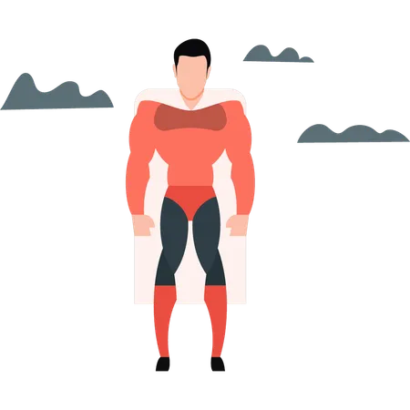 Superhero showing off his powers  Illustration