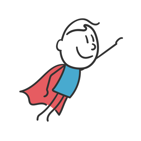 Superhero stick man  Illustration