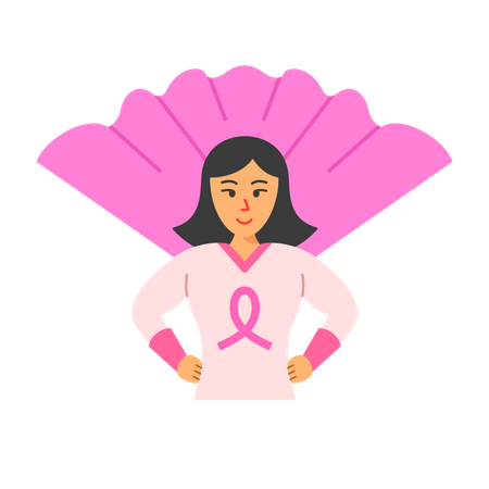 Concientización sobre el cáncer de mama de superhéroe  Ilustración