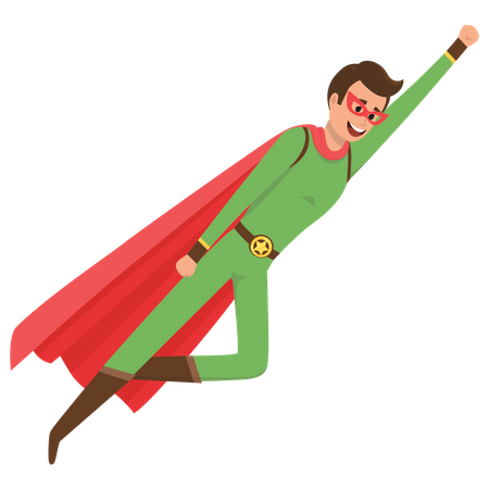 Superhéroe volando en el aire Ilustración