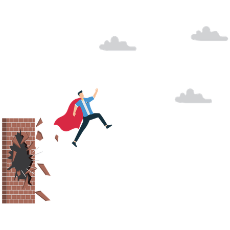 Superheroes Breaking Barriers for Success  Illustration