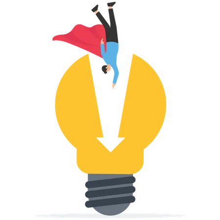 Superman fell into the light bulb trap  Illustration