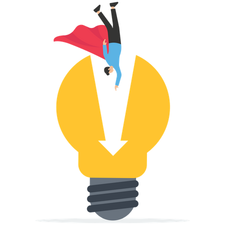 Superman fell into the light bulb trap  Illustration