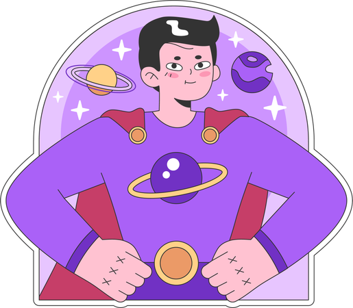 Superman volant dans la galaxie  Illustration