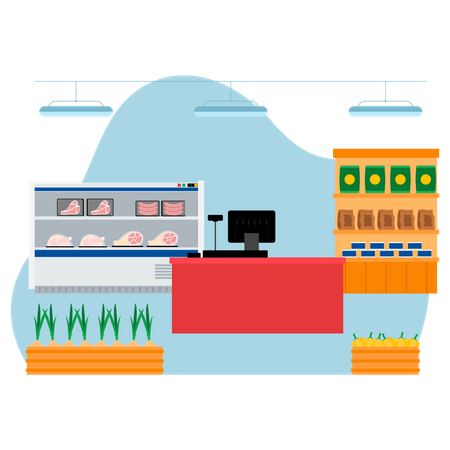 Supermarket billing counter  Illustration